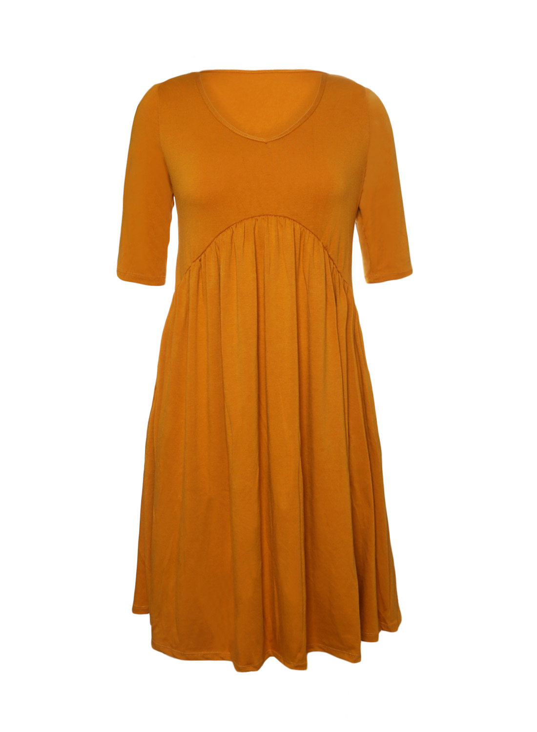 BY61653-7 Yellow  Sleeve Draped Swing Dress